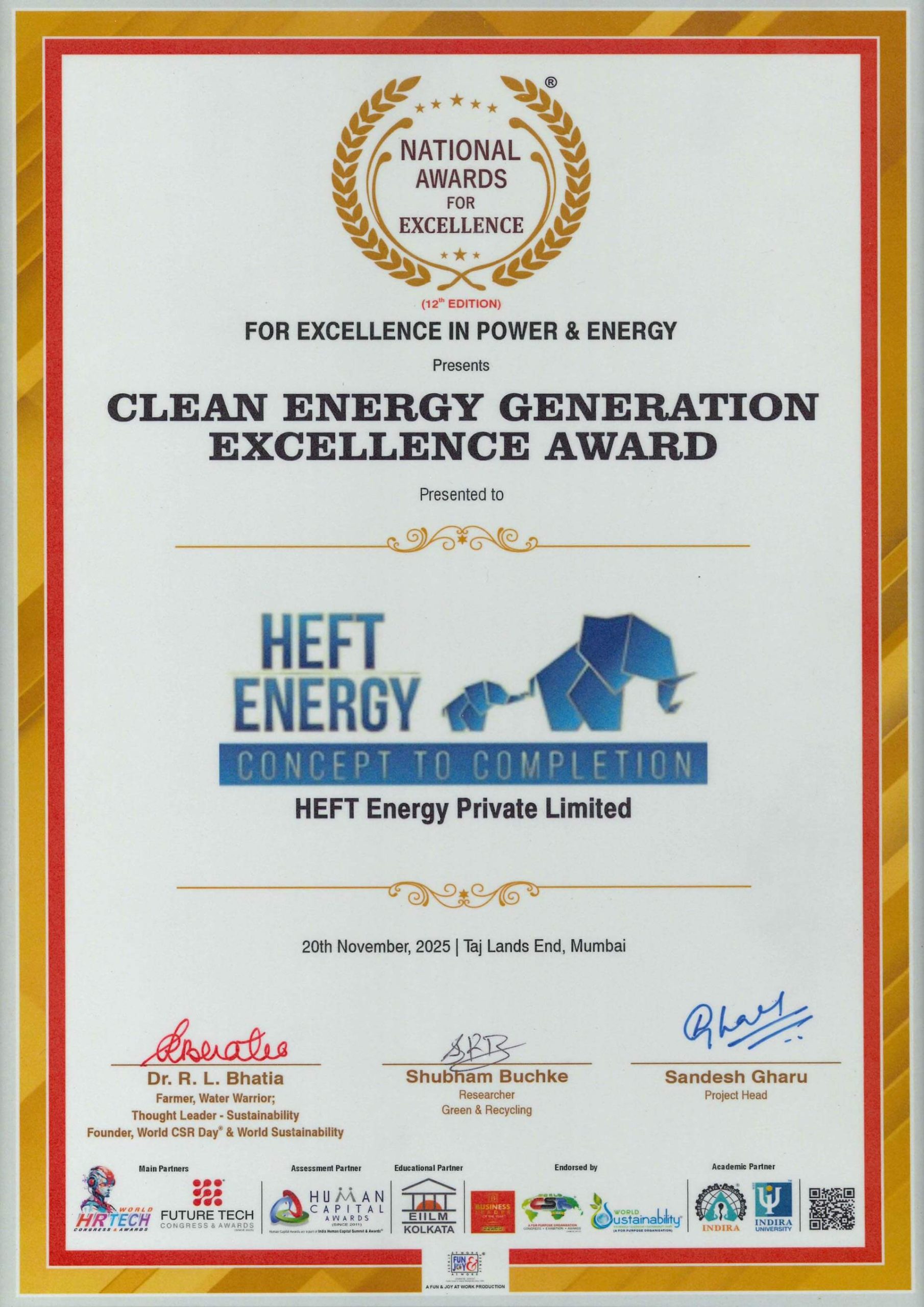 Clean Energy Generation Excellence Certificate